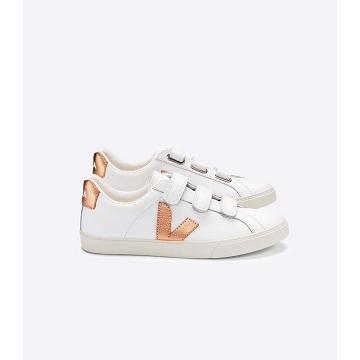 Veja 3-LOCK LEATHER Women's Sneakers White/Orange | NZ 604UZG